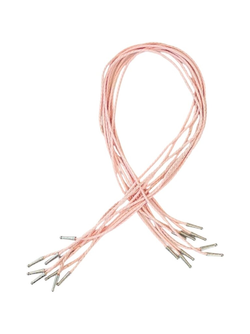 Pink Corded Bolo Tie Strings 37" with Silver Color Decorative Tips  - LOT of 10